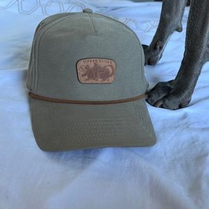 Yippee-Ki-Yay on the front. Suede trim & underside of the bill